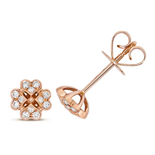 Rose Gold Stud Earrings 0.18ct 18ct r/gold
